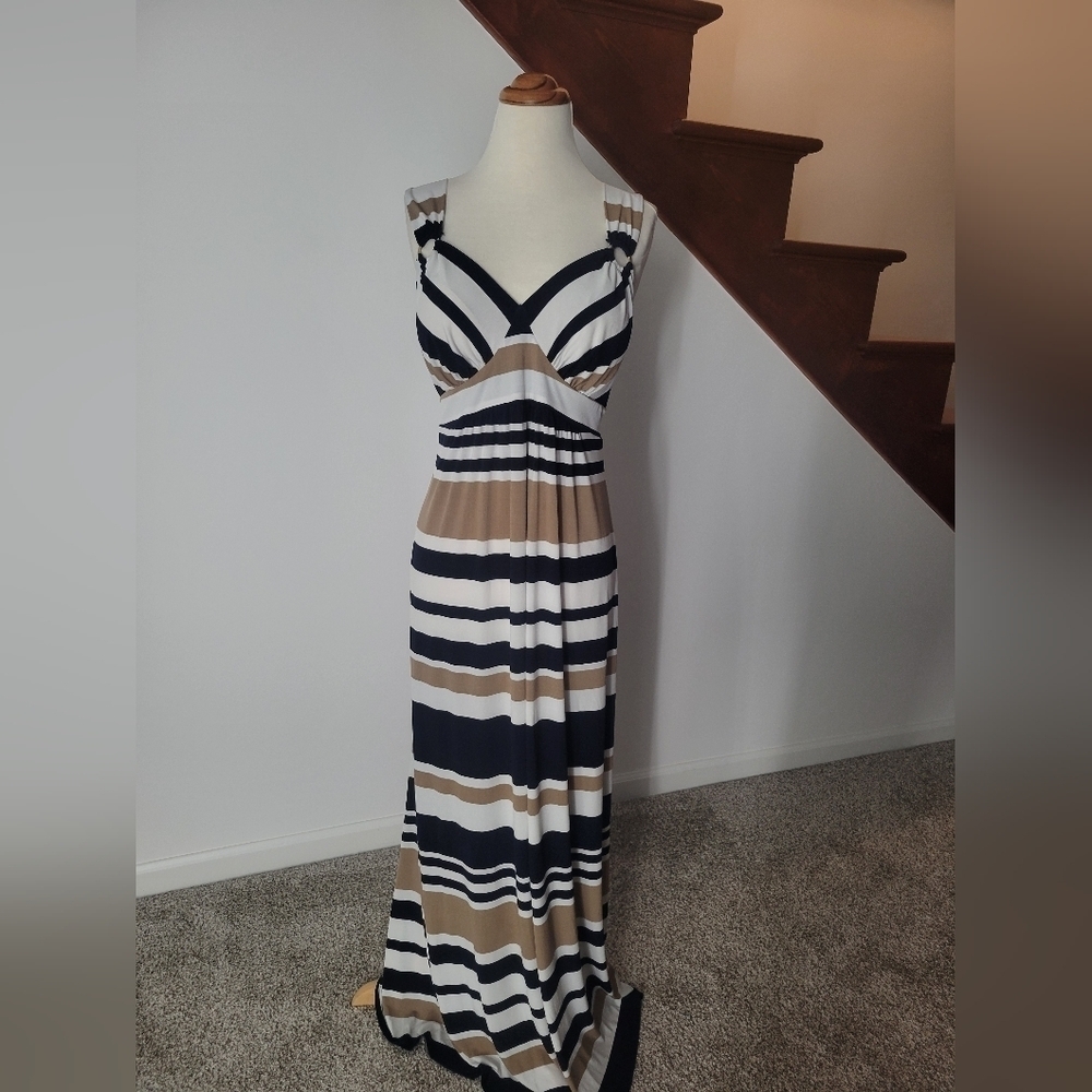 Motherhood Maternity Maxi Dress Striped Sleeveless Size M New